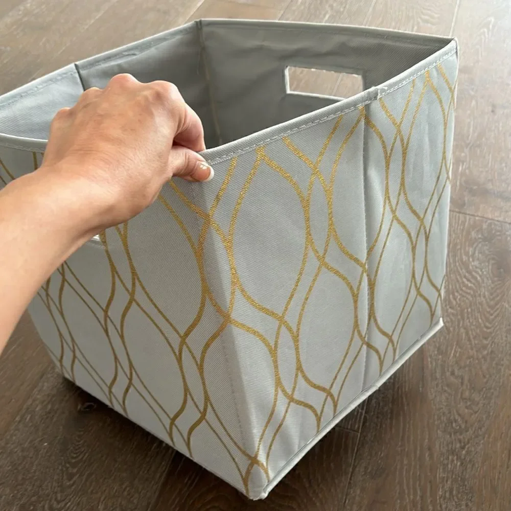 Canvas storage box with gold pattern -multiple available